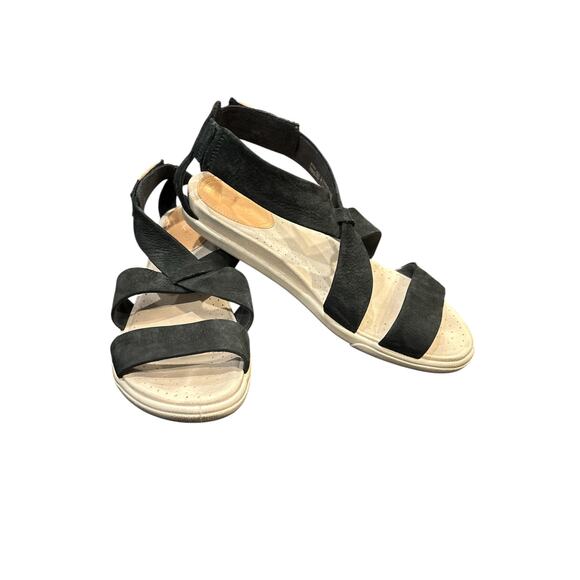 Ecco comfort sandals Samara black suede strappy criss cross women’s size 8 - Picture 1 of 9